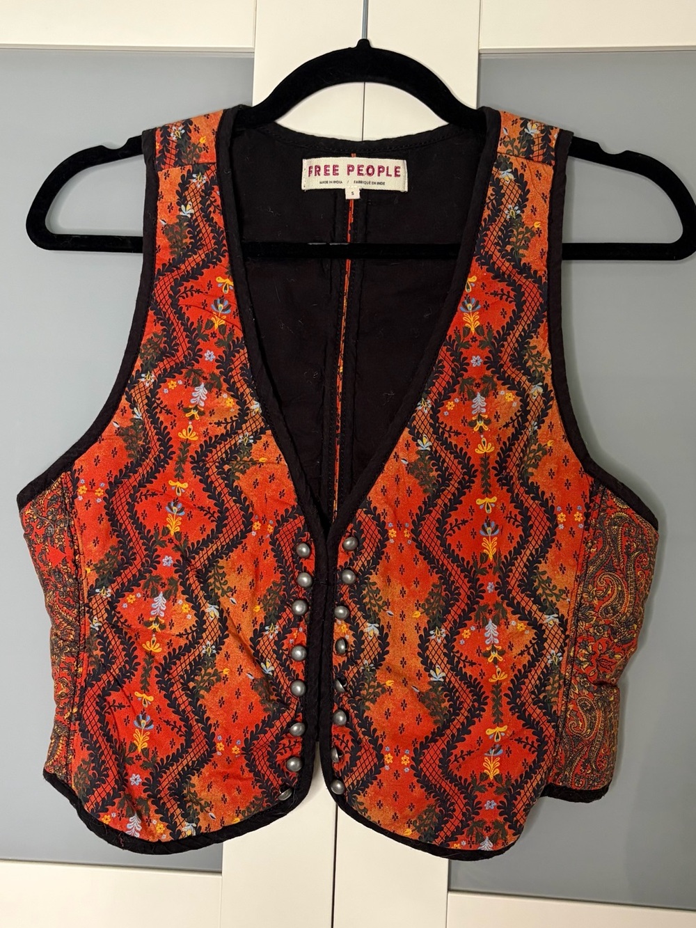 Free People Red Orange Patterned Vest